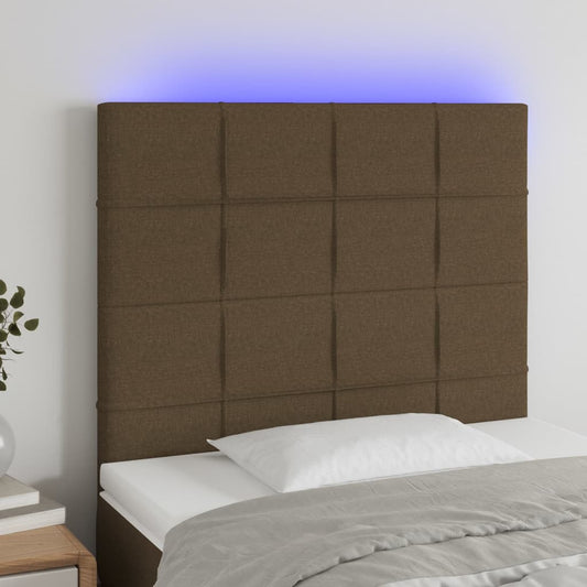 Hoofdbord LED 90x5x118/128 cm stof donkerbruin is nu te koop bij PeponiXL, paradijselijk wonen!