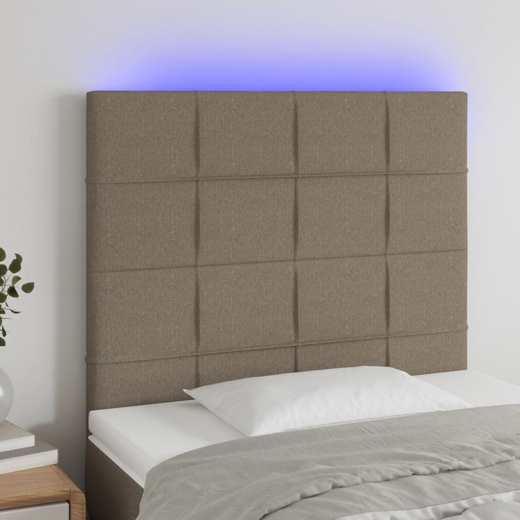 Hoofdbord LED 90x5x118/128 cm stof taupe is nu te koop bij PeponiXL, paradijselijk wonen!