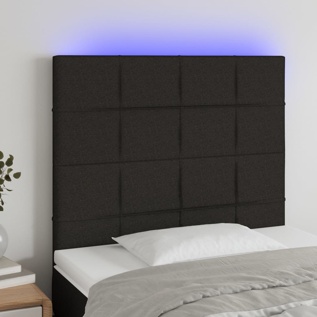 Hoofdbord LED 100x5x118/128 cm stof zwart is nu te koop bij PeponiXL, paradijselijk wonen!