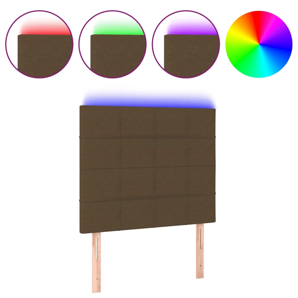 Hoofdbord LED 100x5x118/128 cm stof donkerbruin is nu te koop bij PeponiXL, paradijselijk wonen!