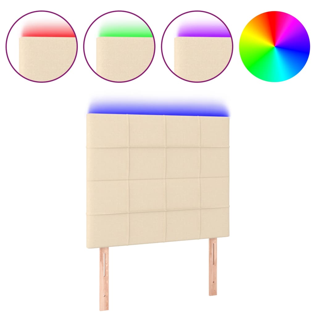 Hoofdbord LED 100x5x118/128 cm stof crèmekleurig is nu te koop bij PeponiXL, paradijselijk wonen!