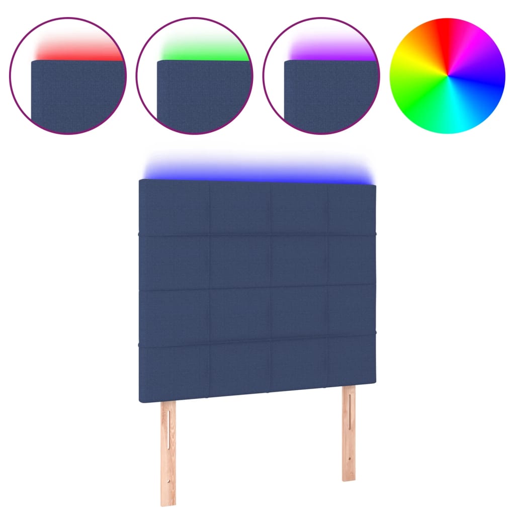Hoofdbord LED 100x5x118/128 cm stof blauw is nu te koop bij PeponiXL, paradijselijk wonen!