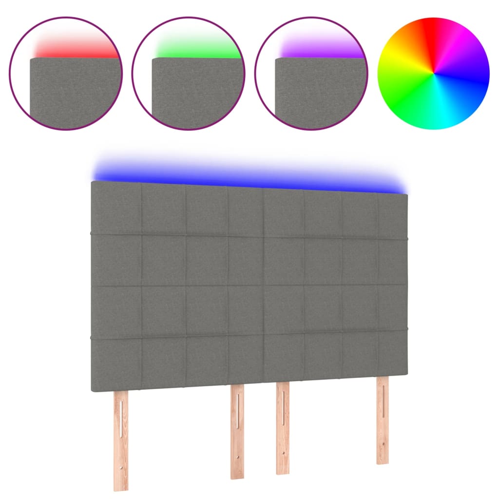 Hoofdbord LED 144x5x118/128 cm stof donkergrijs is nu te koop bij PeponiXL, paradijselijk wonen!