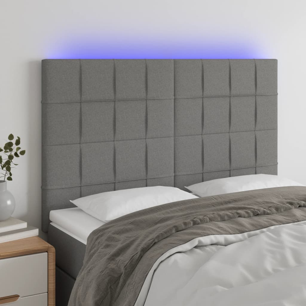 Hoofdbord LED 144x5x118/128 cm stof donkergrijs is nu te koop bij PeponiXL, paradijselijk wonen!