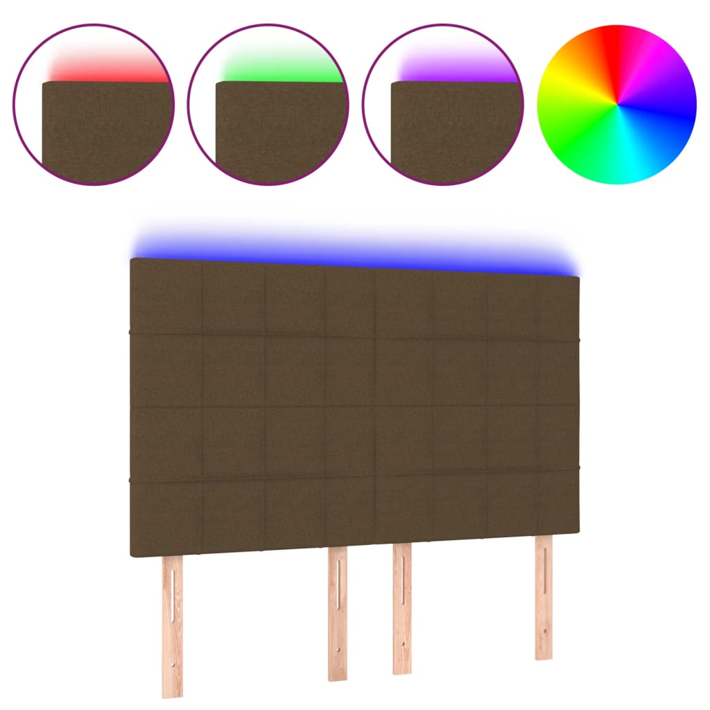 Hoofdbord LED 144x5x118/128 cm stof donkerbruin is nu te koop bij PeponiXL, paradijselijk wonen!