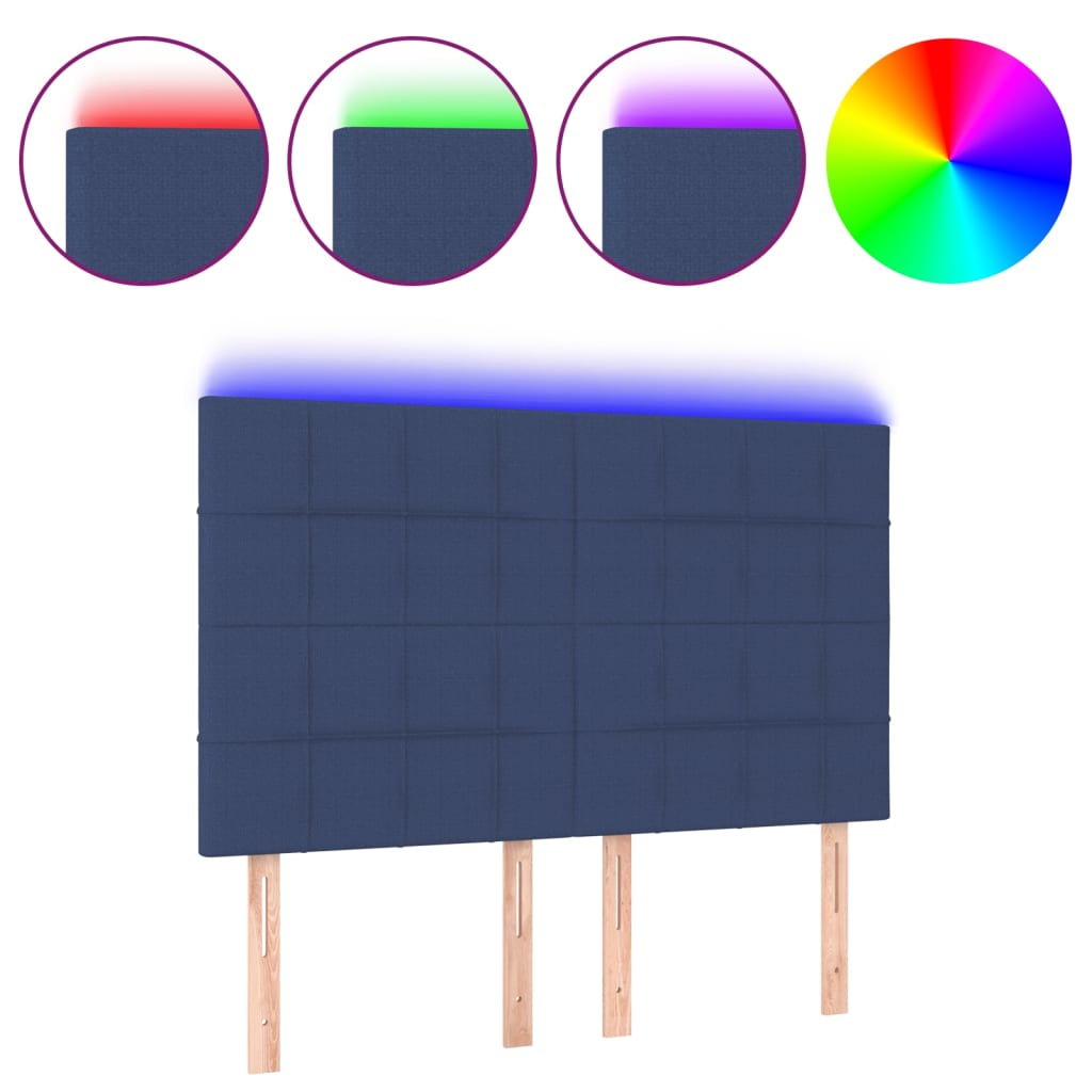 Hoofdbord LED 144x5x118/128 cm stof blauw is nu te koop bij PeponiXL, paradijselijk wonen!