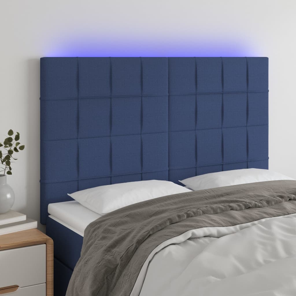 Hoofdbord LED 144x5x118/128 cm stof blauw is nu te koop bij PeponiXL, paradijselijk wonen!