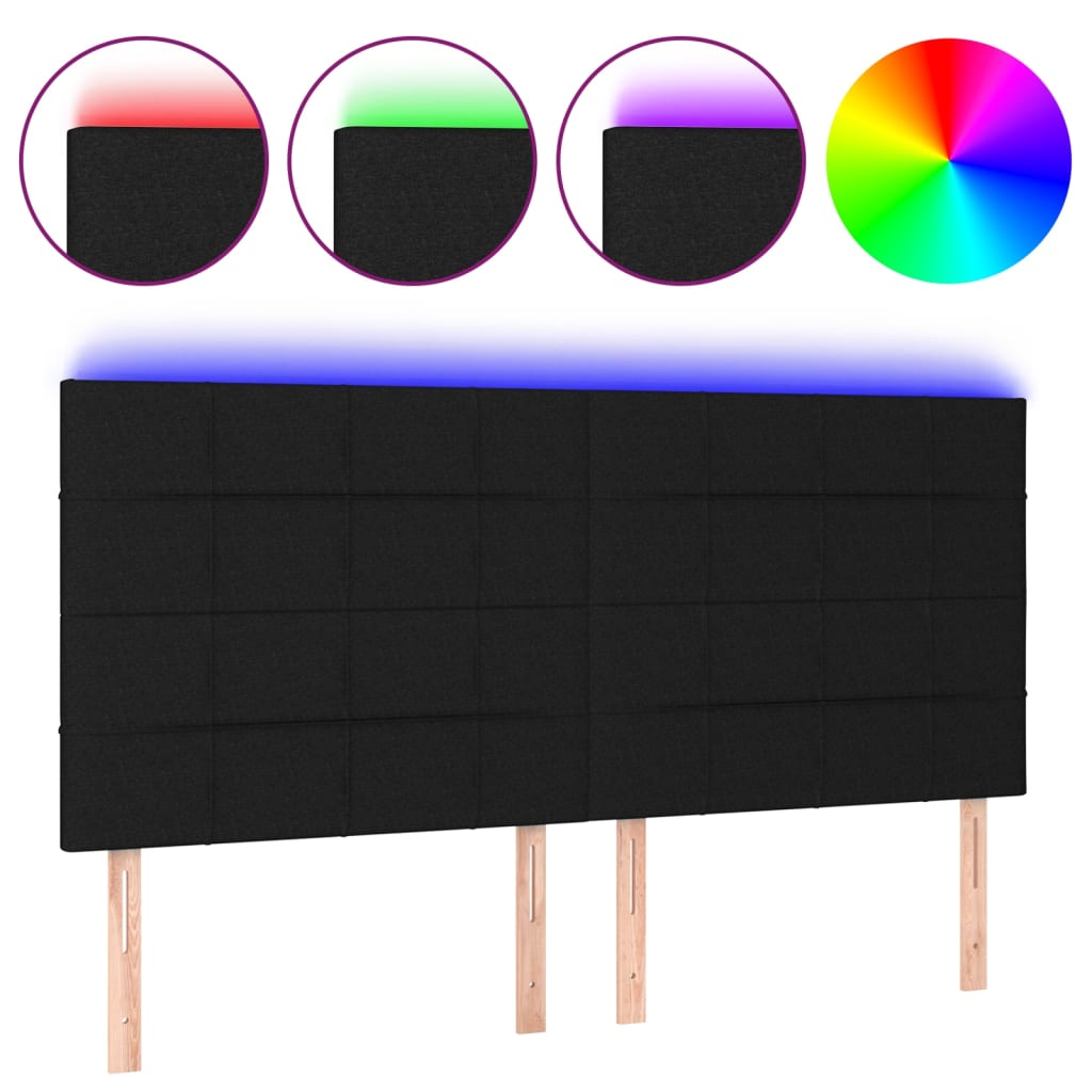 Hoofdbord LED 180x5x118/128 cm stof zwart is nu te koop bij PeponiXL, paradijselijk wonen!