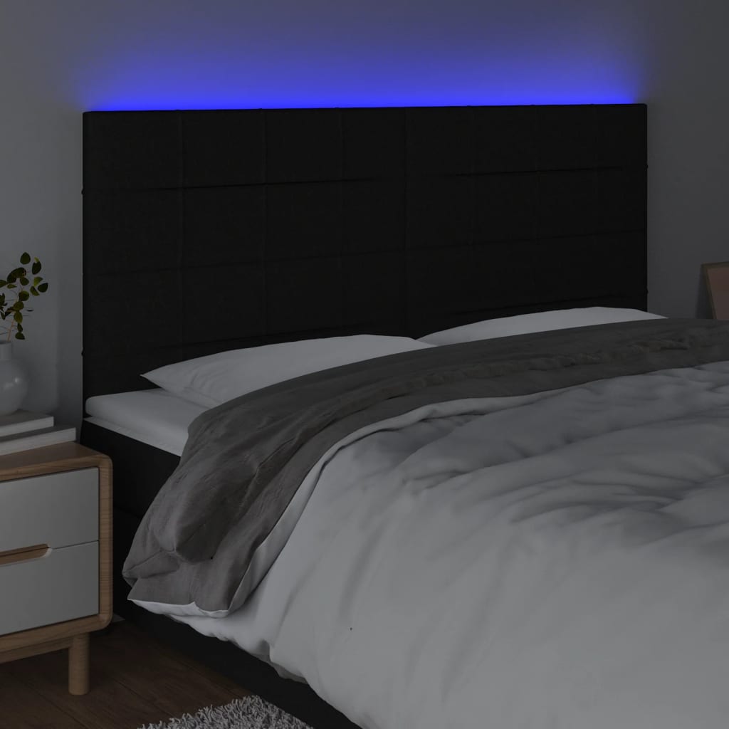 Hoofdbord LED 180x5x118/128 cm stof zwart is nu te koop bij PeponiXL, paradijselijk wonen!