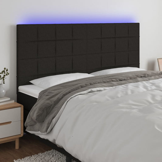Hoofdbord LED 180x5x118/128 cm stof zwart is nu te koop bij PeponiXL, paradijselijk wonen!