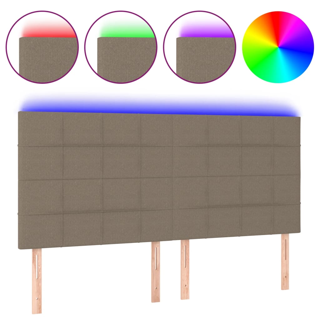 Hoofdbord LED 180x5x118/128 cm stof taupe is nu te koop bij PeponiXL, paradijselijk wonen!