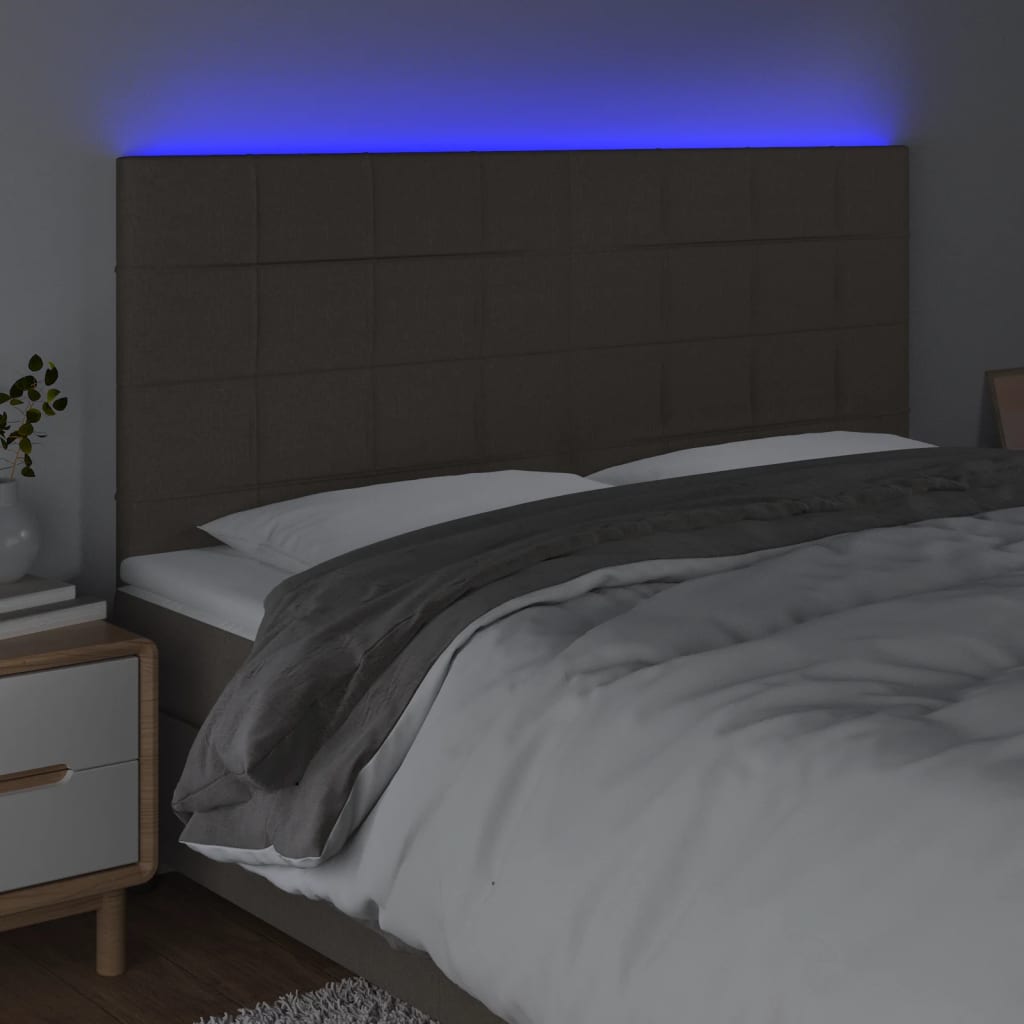 Hoofdbord LED 180x5x118/128 cm stof taupe is nu te koop bij PeponiXL, paradijselijk wonen!