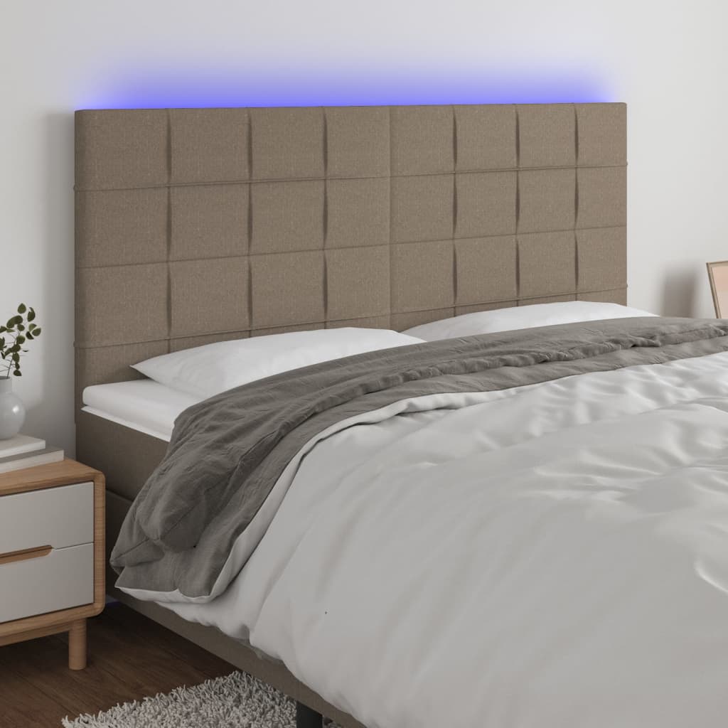 Hoofdbord LED 180x5x118/128 cm stof taupe is nu te koop bij PeponiXL, paradijselijk wonen!