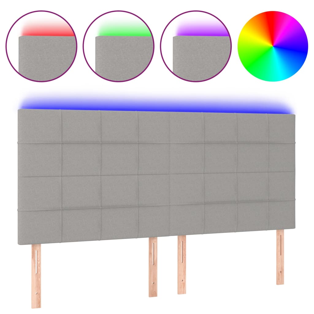 Hoofdbord LED 200x5x118/128 cm stof lichtgrijs is nu te koop bij PeponiXL, paradijselijk wonen!
