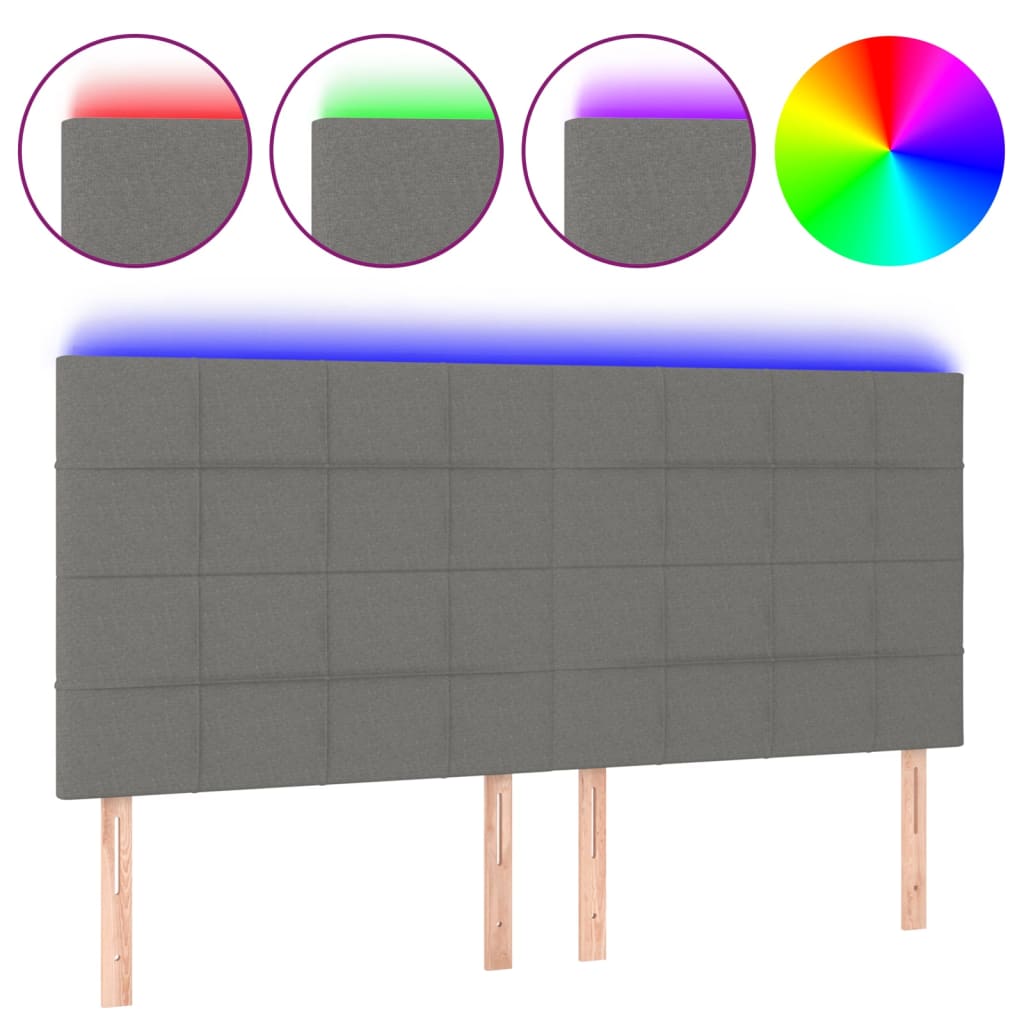 Hoofdbord LED 200x5x118/128 cm stof donkergrijs is nu te koop bij PeponiXL, paradijselijk wonen!