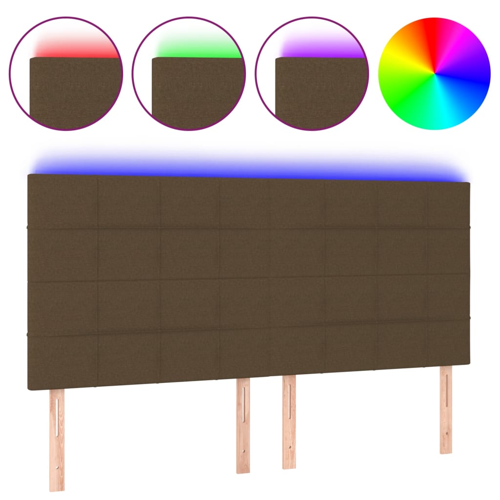 Hoofdbord LED 200x5x118/128 cm stof donkerbruin is nu te koop bij PeponiXL, paradijselijk wonen!