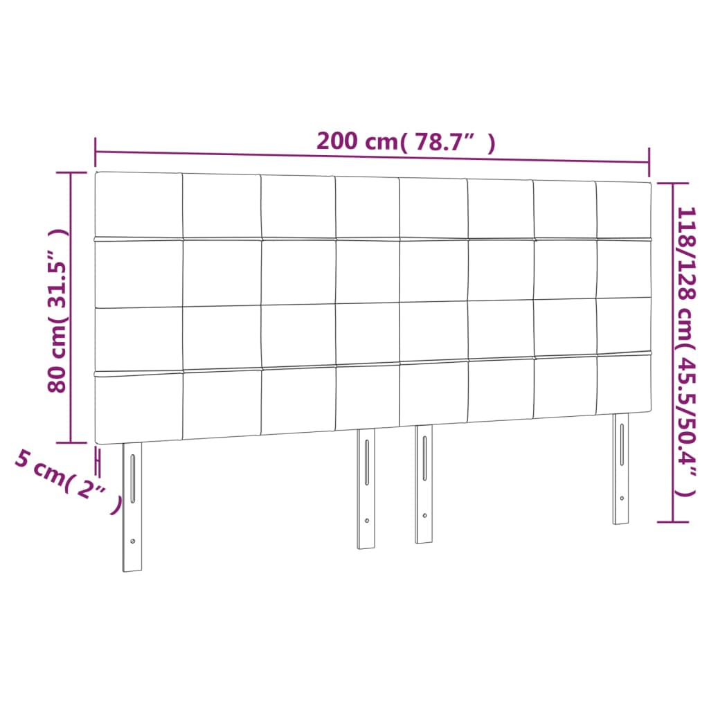 Hoofdbord LED 200x5x118/128 cm stof donkerbruin is nu te koop bij PeponiXL, paradijselijk wonen!