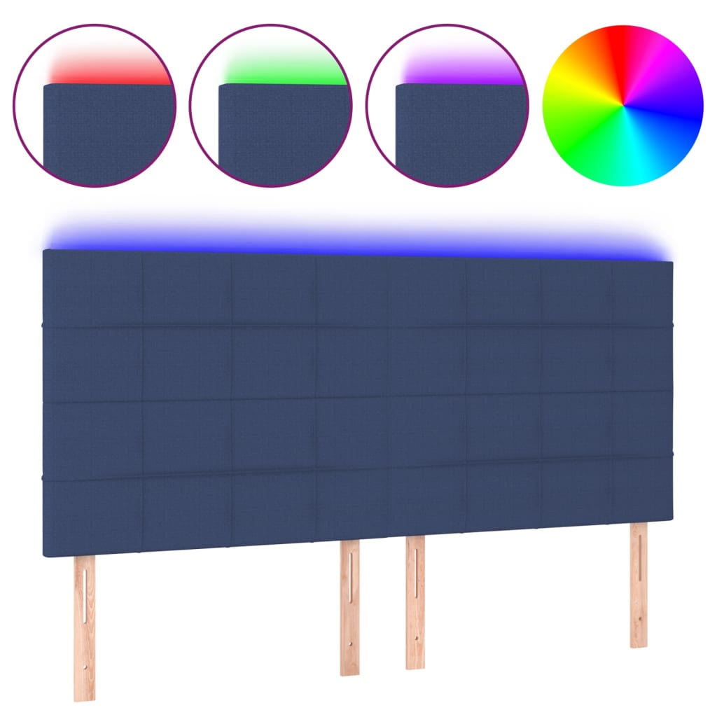 Hoofdbord LED 200x5x118/128 cm stof blauw is nu te koop bij PeponiXL, paradijselijk wonen!