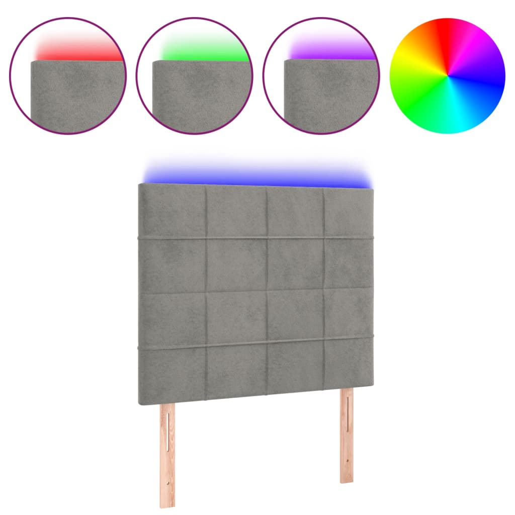 Hoofdbord LED 80x5x118/128 cm fluweel lichtgrijs is nu te koop bij PeponiXL, paradijselijk wonen!