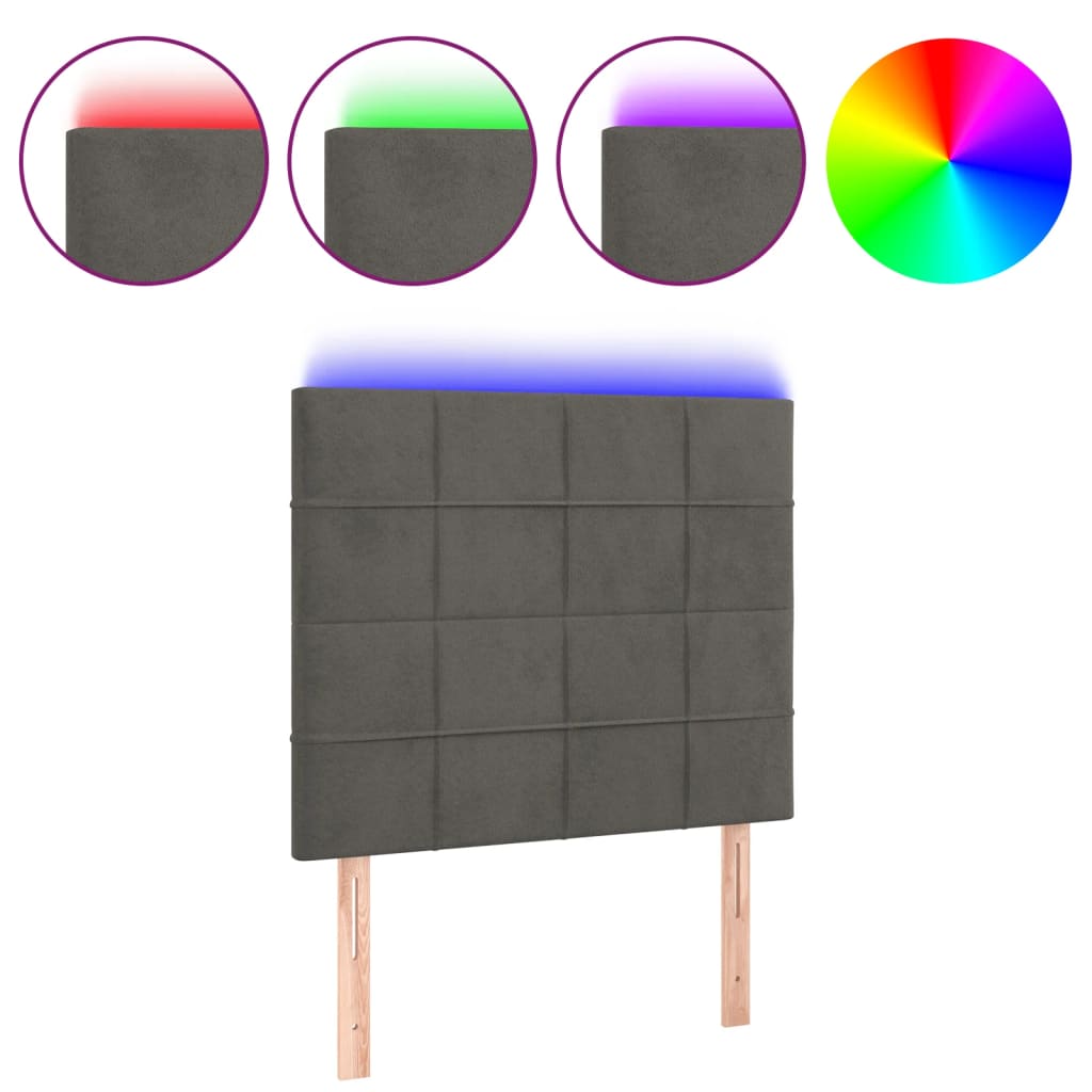 Hoofdbord LED 80x5x118/128 cm fluweel donkergrijs is nu te koop bij PeponiXL, paradijselijk wonen!
