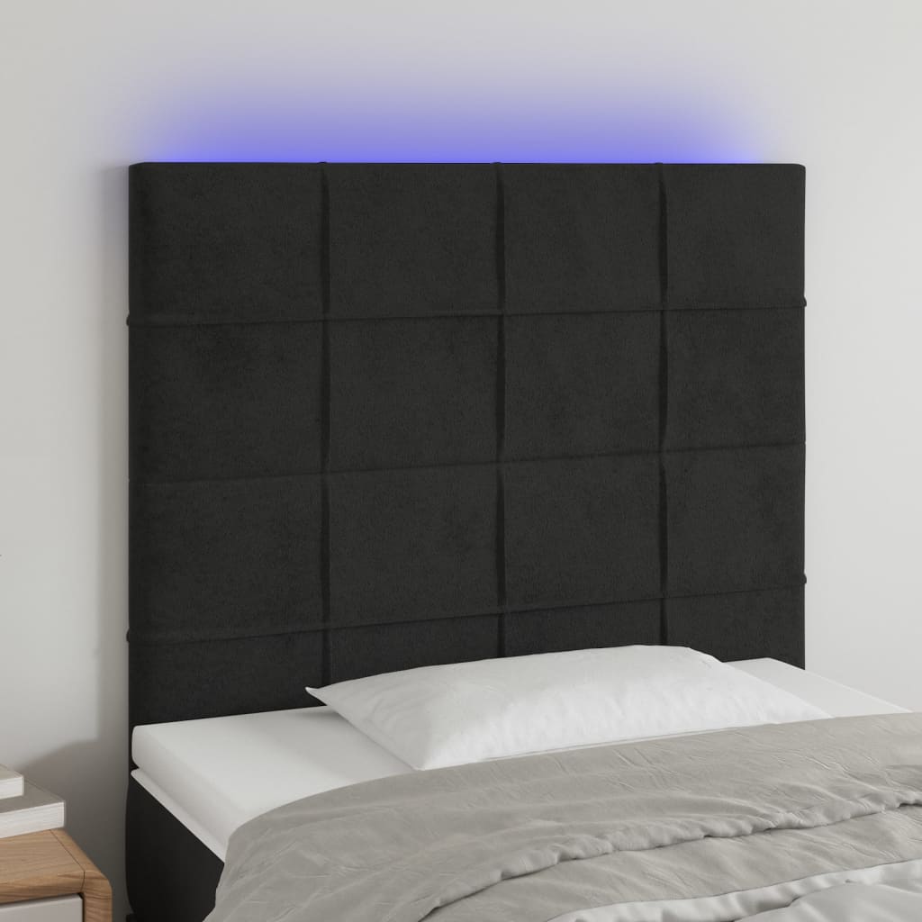 Hoofdbord LED 80x5x118/128 cm fluweel zwart is nu te koop bij PeponiXL, paradijselijk wonen!