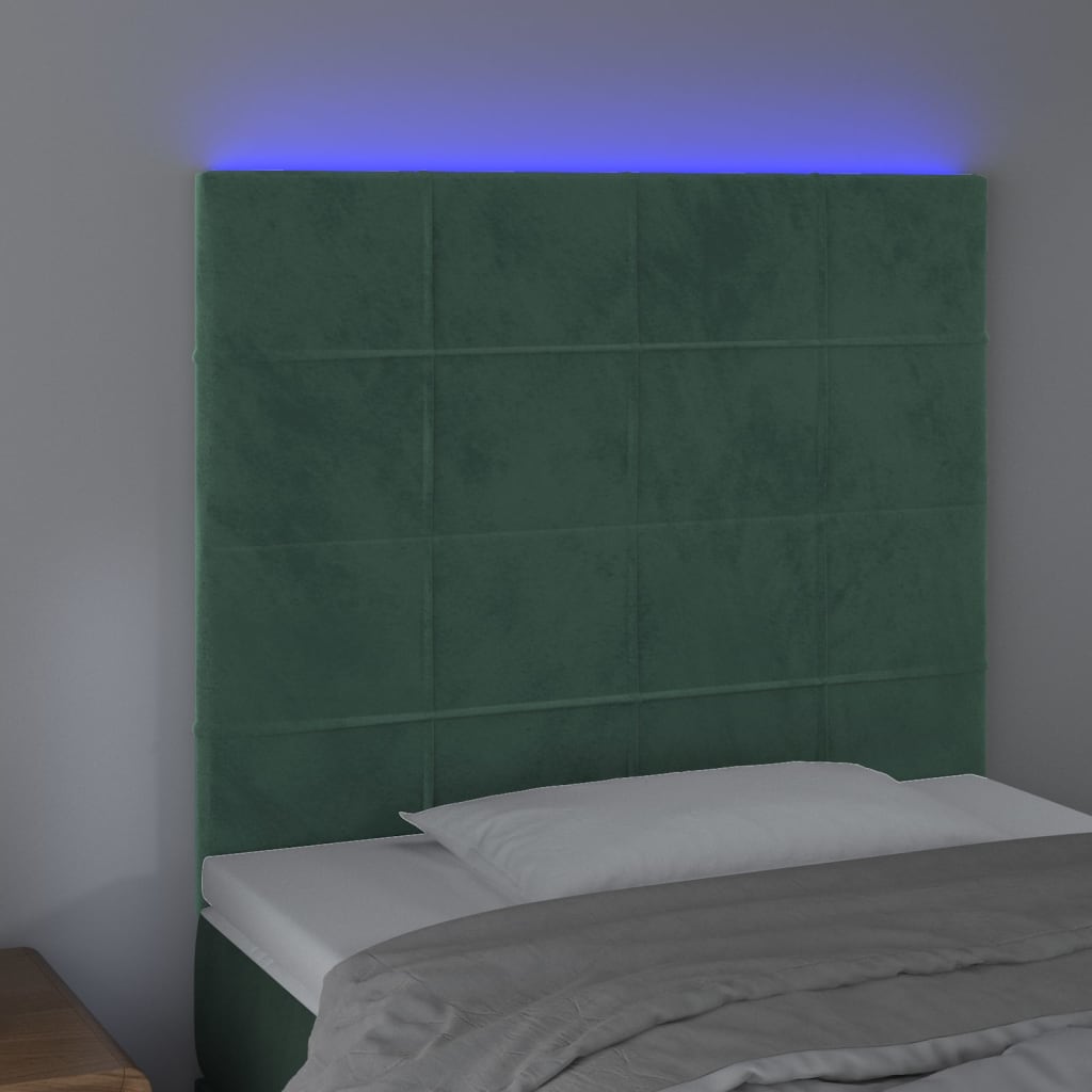 Hoofdbord LED 80x5x118/128 cm fluweel donkergroen is nu te koop bij PeponiXL, paradijselijk wonen!