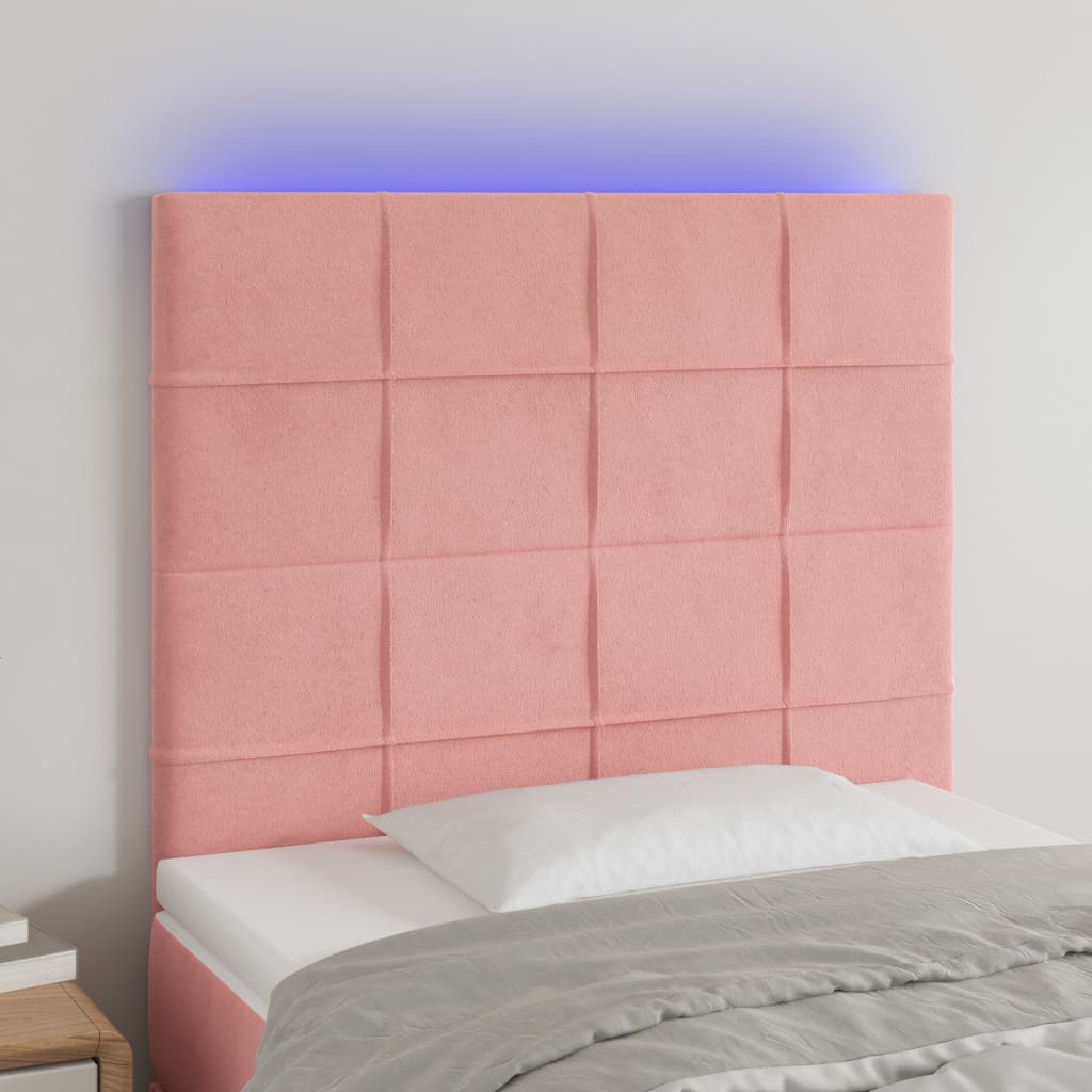 Hoofdbord LED 80x5x118/128 cm fluweel roze is nu te koop bij PeponiXL, paradijselijk wonen!