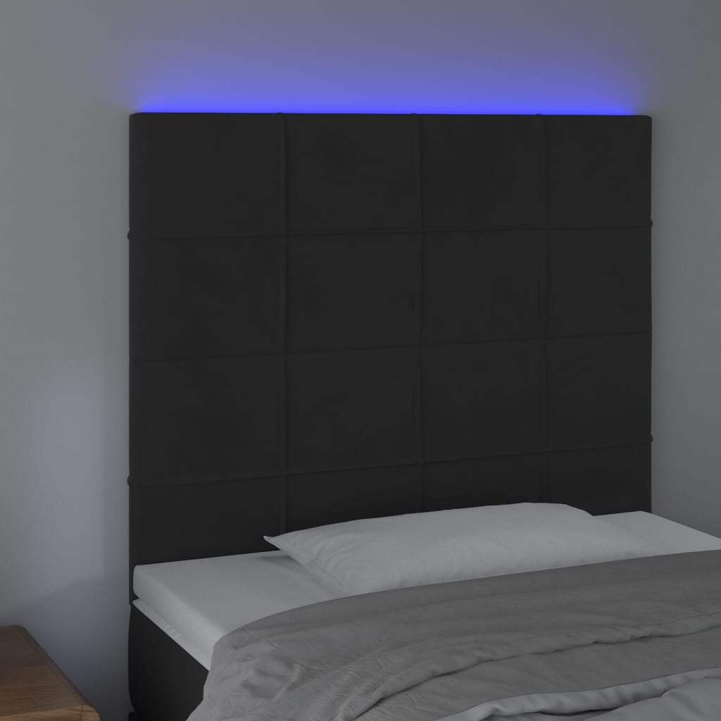Hoofdbord LED 90x5x118/128 cm fluweel zwart is nu te koop bij PeponiXL, paradijselijk wonen!