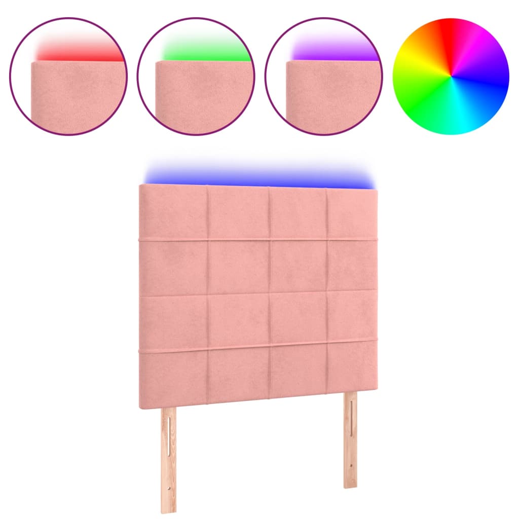 Hoofdbord LED 90x5x118/128 cm fluweel roze is nu te koop bij PeponiXL, paradijselijk wonen!