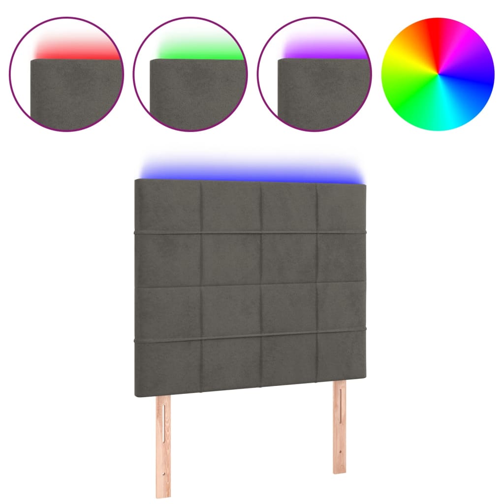 Hoofdbord LED 100x5x118/128 cm fluweel donkergrijs is nu te koop bij PeponiXL, paradijselijk wonen!