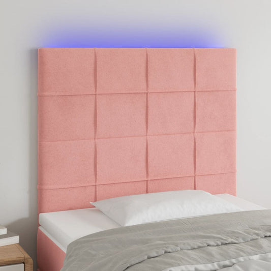 Hoofdbord LED 100x5x118/128 cm fluweel roze is nu te koop bij PeponiXL, paradijselijk wonen!
