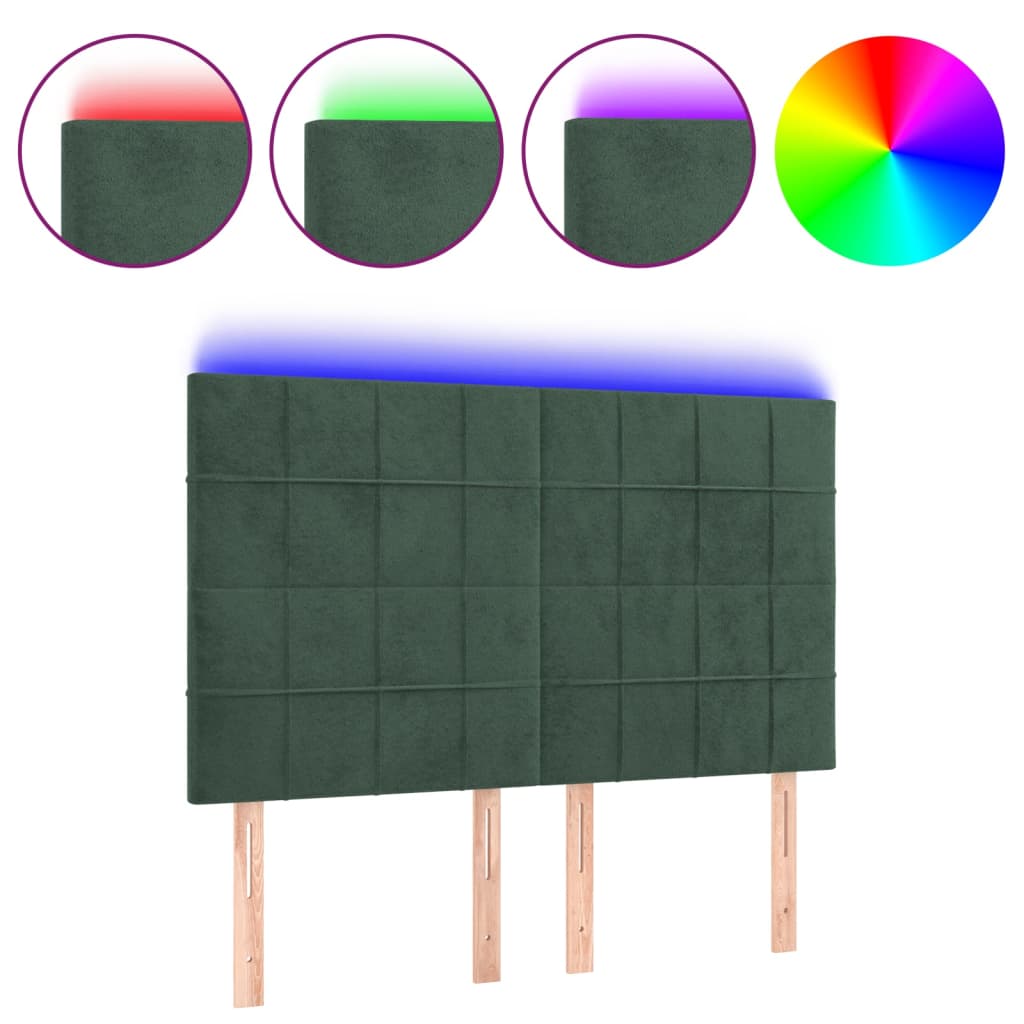 Hoofdbord LED 144x5x118/128 cm fluweel donkergroen is nu te koop bij PeponiXL, paradijselijk wonen!