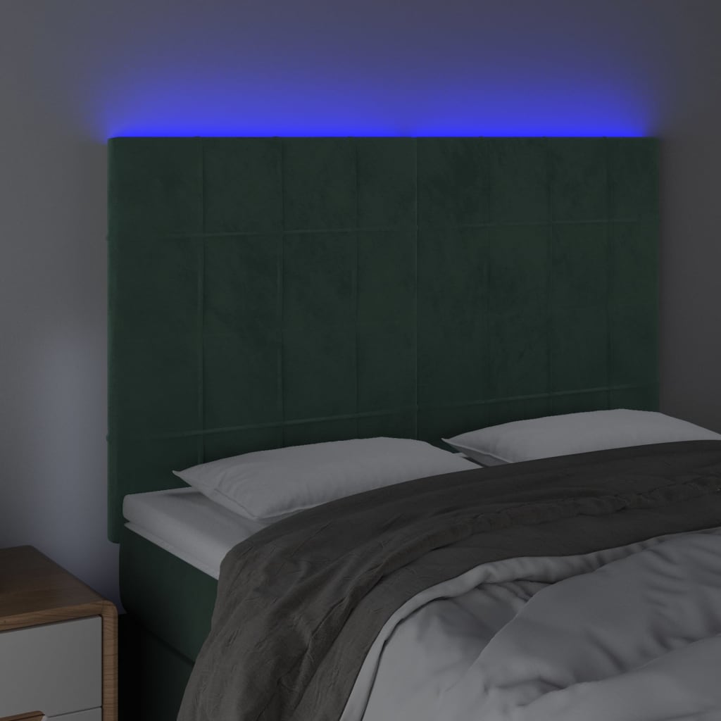 Hoofdbord LED 144x5x118/128 cm fluweel donkergroen is nu te koop bij PeponiXL, paradijselijk wonen!