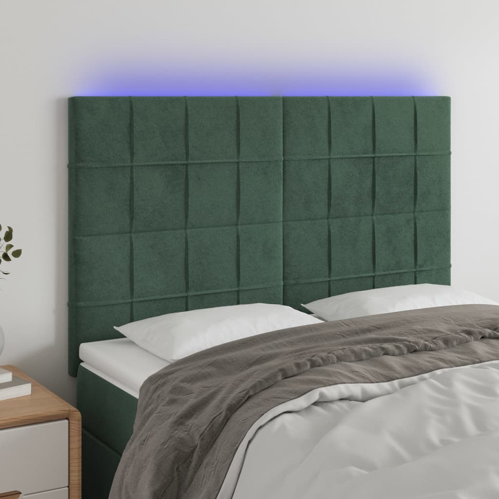 Hoofdbord LED 144x5x118/128 cm fluweel donkergroen is nu te koop bij PeponiXL, paradijselijk wonen!