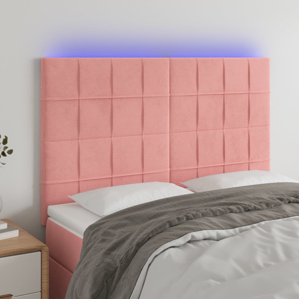 Hoofdbord LED 144x5x118/128 cm fluweel zwart is nu te koop bij PeponiXL, paradijselijk wonen!