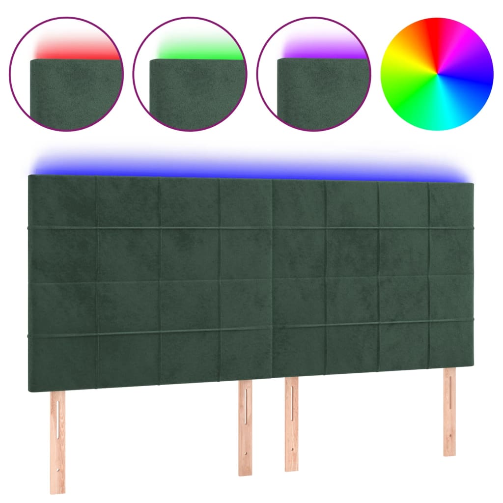 Hoofdbord LED 160x5x118/128 cm fluweel donkergroen is nu te koop bij PeponiXL, paradijselijk wonen!
