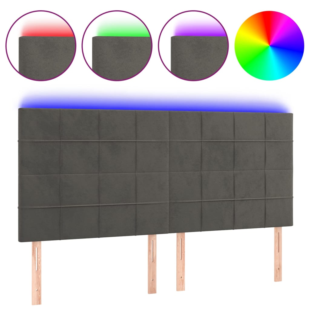 Hoofdbord LED 180x5x118/128 cm fluweel donkergrijs is nu te koop bij PeponiXL, paradijselijk wonen!