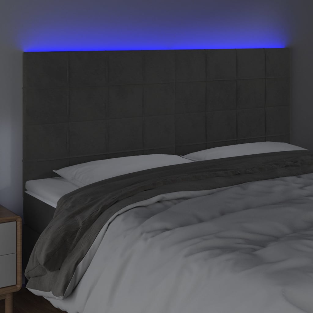 Hoofdbord LED 180x5x118/128 cm fluweel donkergrijs is nu te koop bij PeponiXL, paradijselijk wonen!