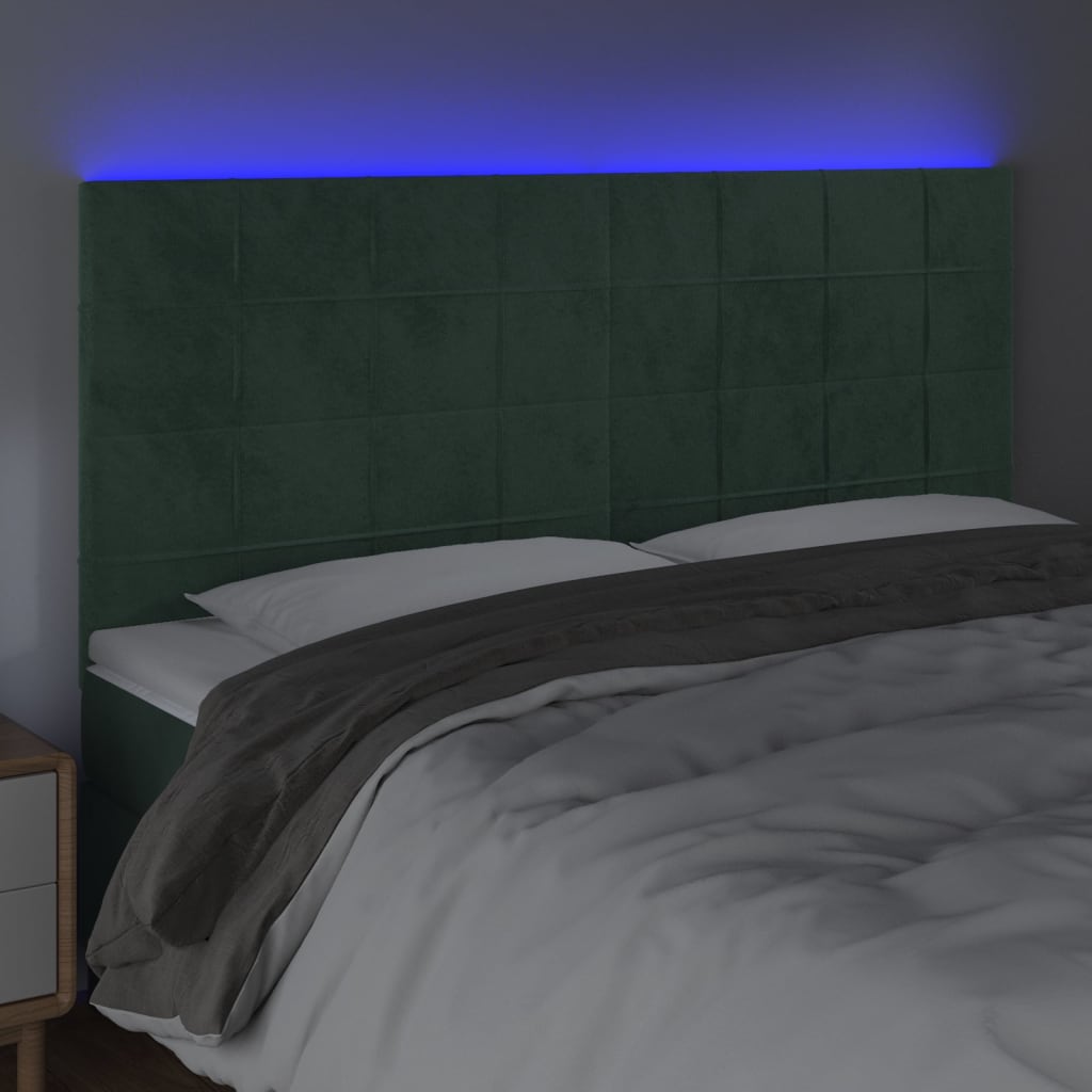 Hoofdbord LED 200x5x118/128 cm fluweel donkergroen is nu te koop bij PeponiXL, paradijselijk wonen!