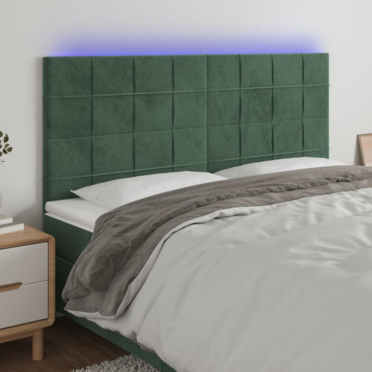 Hoofdbord LED 200x5x118/128 cm fluweel donkergroen is nu te koop bij PeponiXL, paradijselijk wonen!