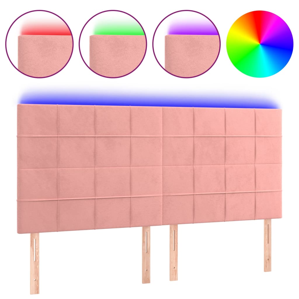 Hoofdbord LED 200x5x118/128 cm fluweel roze is nu te koop bij PeponiXL, paradijselijk wonen!