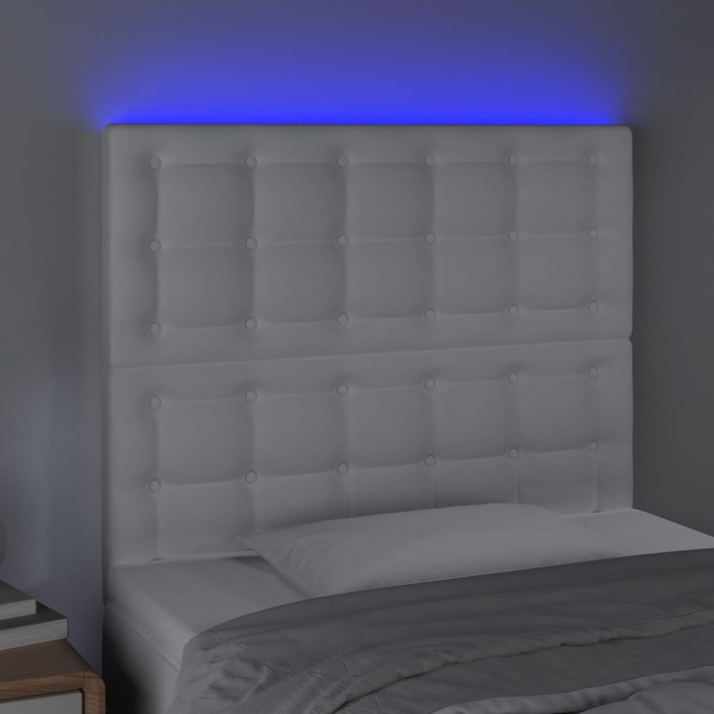 Hoofdbord LED 80x5x118/128 cm kunstleer wit is nu te koop bij PeponiXL, paradijselijk wonen!