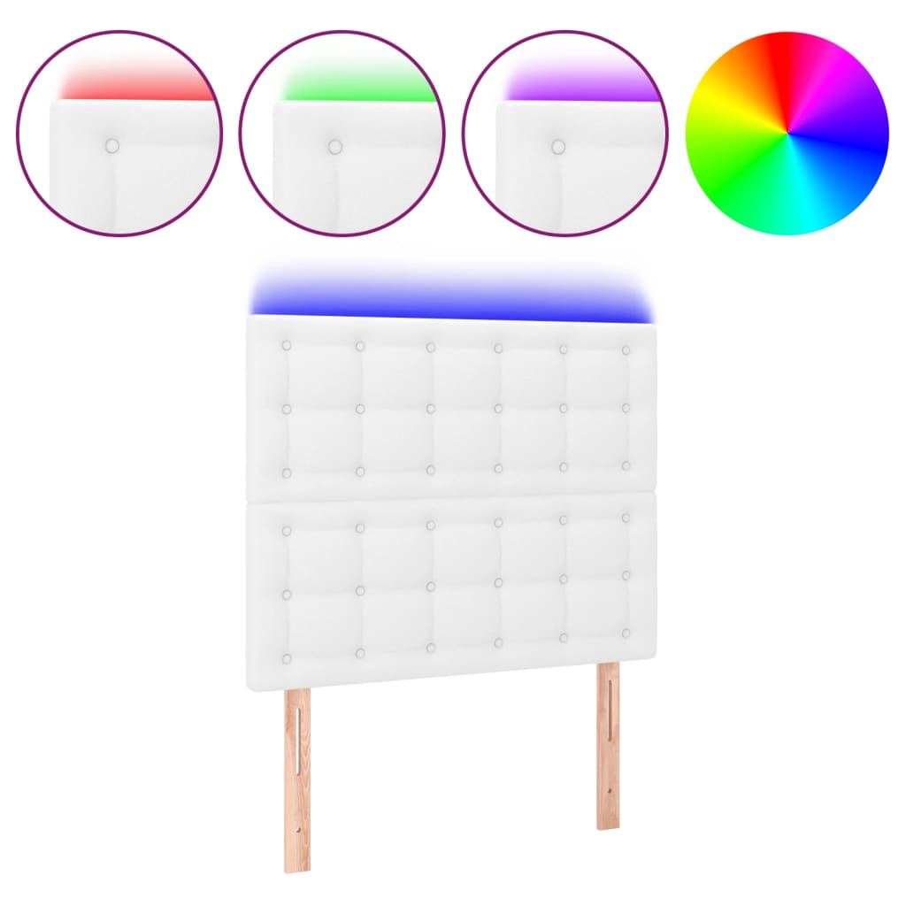 Hoofdbord LED 90x5x118/128 cm kunstleer wit is nu te koop bij PeponiXL, paradijselijk wonen!