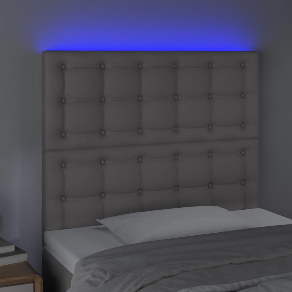 Hoofdbord LED 90x5x118/128 cm kunstleer grijs is nu te koop bij PeponiXL, paradijselijk wonen!