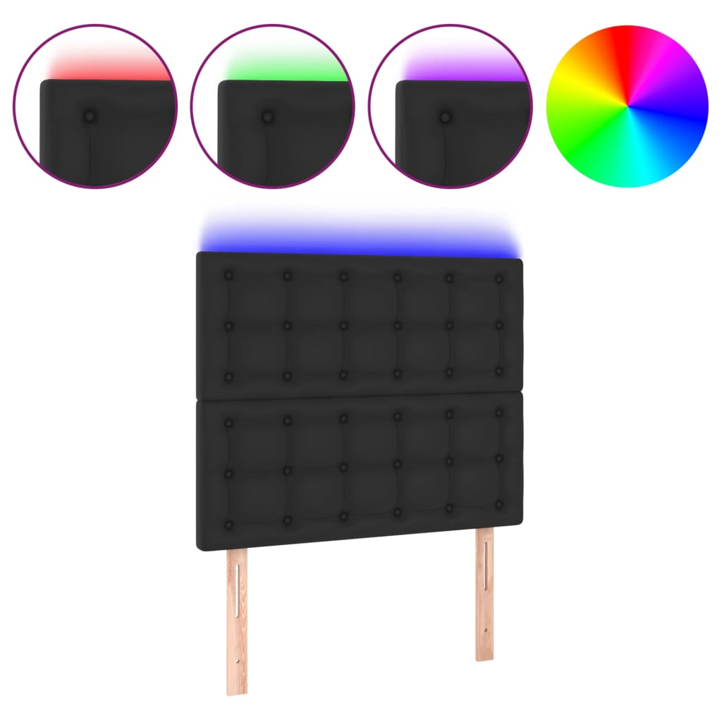 Hoofdbord LED 100x5x118/128 cm kunstleer zwart is nu te koop bij PeponiXL, paradijselijk wonen!