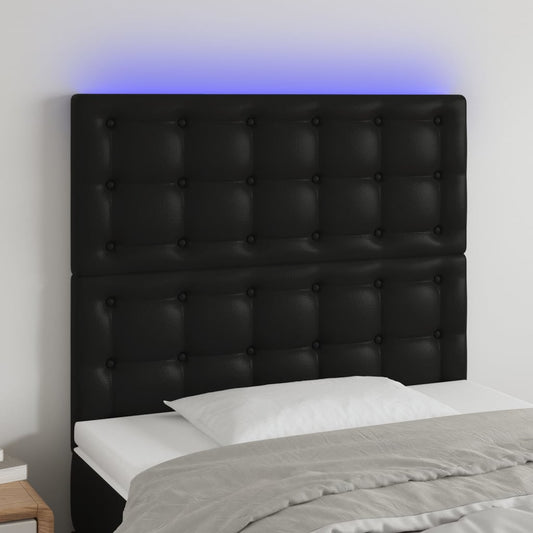 Hoofdbord LED 100x5x118/128 cm kunstleer zwart is nu te koop bij PeponiXL, paradijselijk wonen!