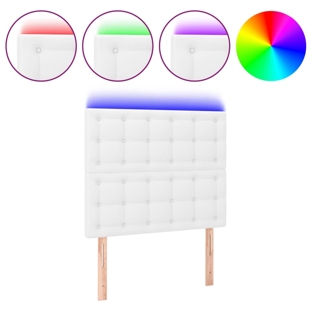 Hoofdbord LED 100x5x118/128 cm kunstleer wit is nu te koop bij PeponiXL, paradijselijk wonen!
