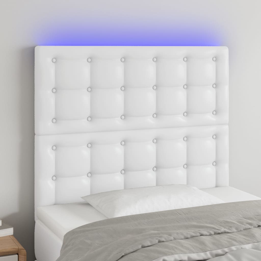 Hoofdbord LED 100x5x118/128 cm kunstleer wit is nu te koop bij PeponiXL, paradijselijk wonen!