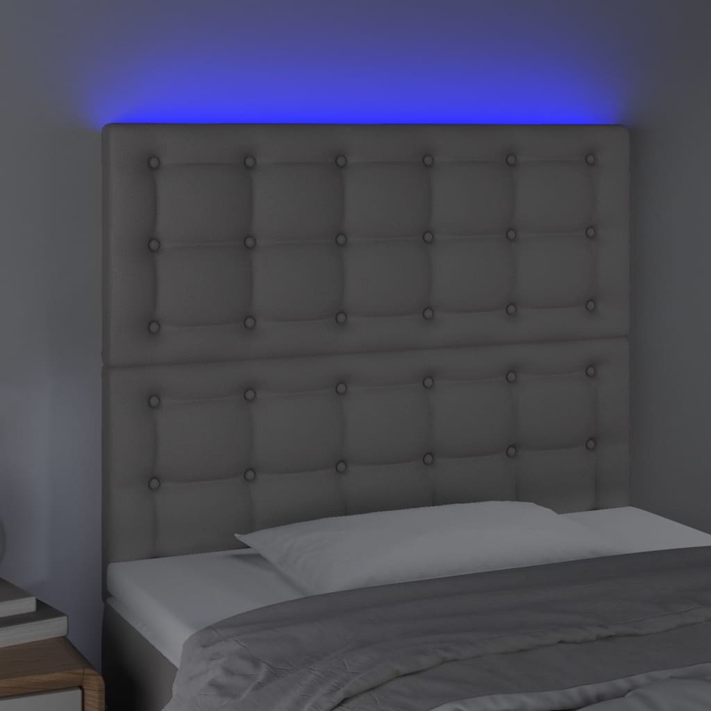 Hoofdbord LED 100x5x118/128 cm kunstleer grijs is nu te koop bij PeponiXL, paradijselijk wonen!