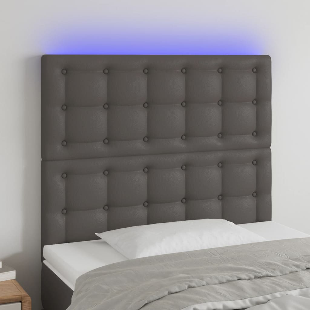 Hoofdbord LED 100x5x118/128 cm kunstleer grijs is nu te koop bij PeponiXL, paradijselijk wonen!